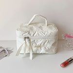 Ladies' Makeup Bags Bow Simple Fashionable Handheld Cosmetic Bags Travel Business Travel Portable Large Capacity Storage Bags