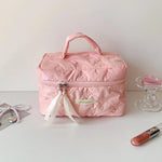 Ladies' Makeup Bags Bow Simple Fashionable Handheld Cosmetic Bags Travel Business Travel Portable Large Capacity Storage Bags