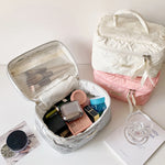 Ladies' Makeup Bags Bow Simple Fashionable Handheld Cosmetic Bags Travel Business Travel Portable Large Capacity Storage Bags